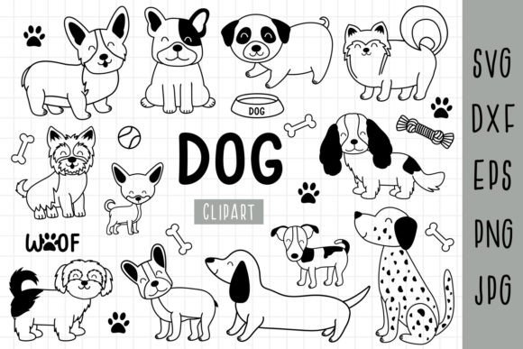Black Dogs Clipart for Embroidery