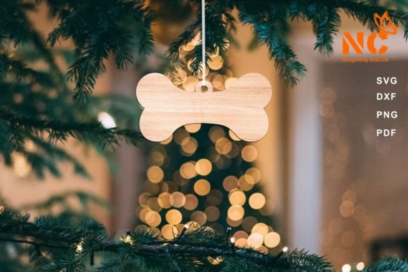 Dog Bone Christmas Ornament SVG Cut File