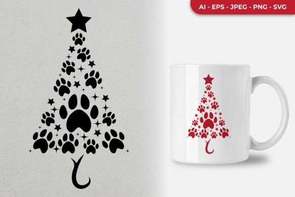 Dog Paw Christmas Tree SVG