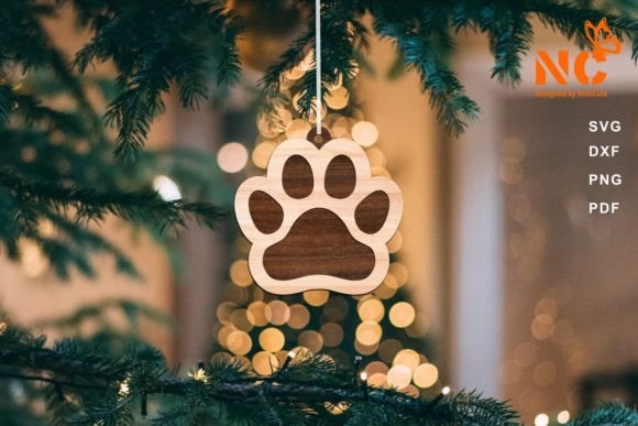 Dog Paw Print Christmas Ornament SVG