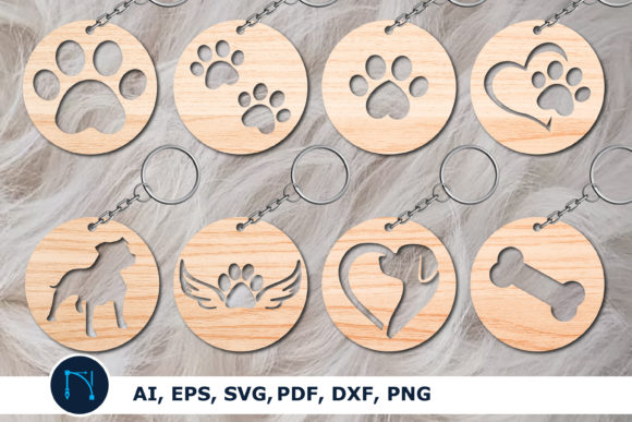 Dog Paw Round Keychain SVG Bundle