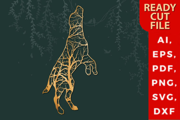 Laser Cut Dog Decor with Tree SVG File