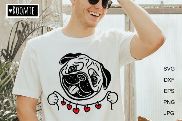 Pug with Hearts