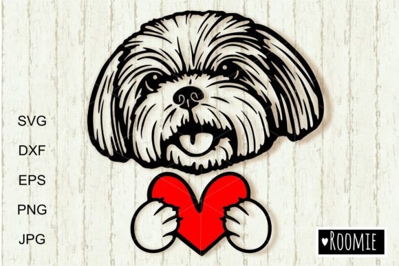 Shih Tzu Svg for Cricut, Valentine Dog