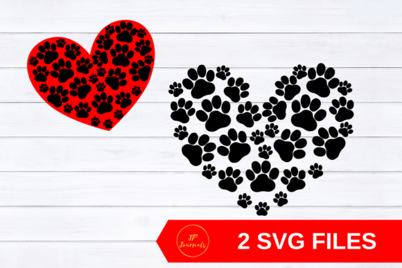 Valentine’s Dog Cat Paws Heart SVG PNG
